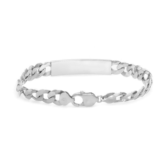 Curb Cuban Link Chain Mens ID Polished Bracelet 925 Sterling Silver 9 Inches - Picture 5 of 6